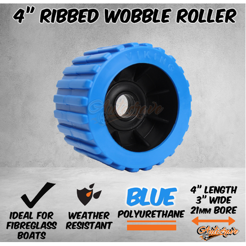 Viking 3" Boat Trailer Wobble Blue Roller Ribbed 21mm Bore Diameter Boat Jet Ski