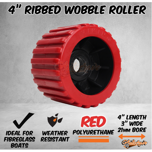 Viking 3" Boat Trailer Red Wobble Roller Ribbed 21mm Bore Diameter Boat Jet Ski